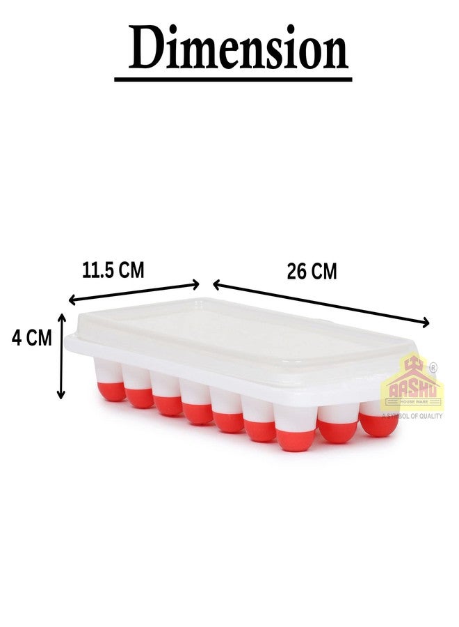 Aashu Toyo Silicone Pack of Easy Push Premium Pop Up Ice Cube Tray for Freezer with Lid with Flexible Silicon Bottom and Over Lid, 21 Cube 100% BPA Free (Blue and Red) - (Pack of 2) - Image 4